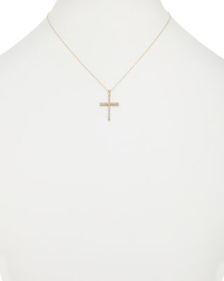 Diamond Micro-Pave Cross Pendant Necklace in 14K Yellow Gold, 0.50 tcw 