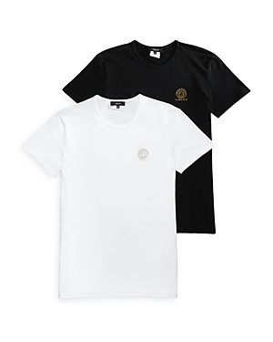 Shop Versace Men's Cotton Blend Tees, Pack Of 2 In White-black