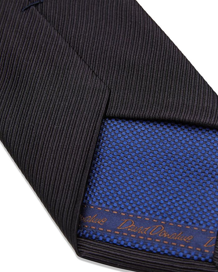Shop David Donahue Corded Weave Silk Tie In Black