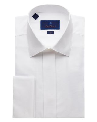 David Donahue - Diamond Pattern French Cuff Covered Placket Formal Shirt