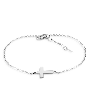 Bloomingdale's Small Cross Pendant Bracelet in 14K White Gold - 100% Exclusive