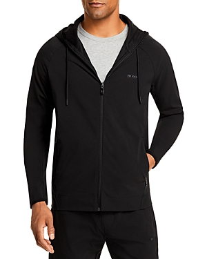 HUGO BOSS WAFFLE KNIT EMBROIDERED HOODIE,5044786300100