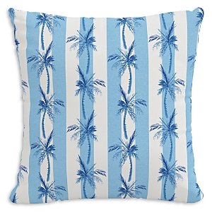 Cloth & Company The Cabana Stripe Palms Outdoor Pillow In Blue, 20 X 20