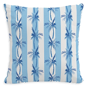 Cloth & Company The Cabana Stripe Palms Outdoor Pillow In Blue, 18 X 18