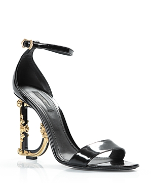 Shop Dolce & Gabbana Women's D & G Sculpted High Heel Sandals In Black Patent Leather