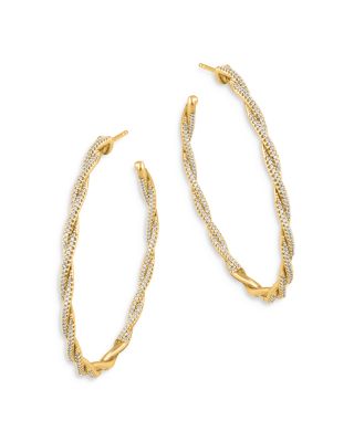 Bloomingdale's Fine Collection - Diamond Twist Hoop Earrings in 14K Yellow Gold, 1.0 tcw