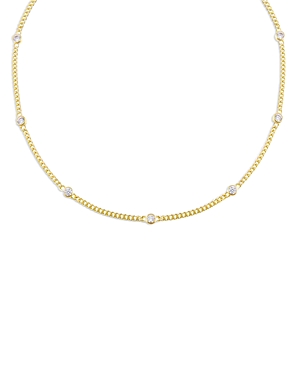 Shop Adinas Jewels Cubic Zirconia Chain Choker Necklace, 12-15 In Gold