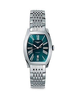 Longines Evidenza 26mm Automatic Stainless Steel Bracelet Watch In Teal/silver