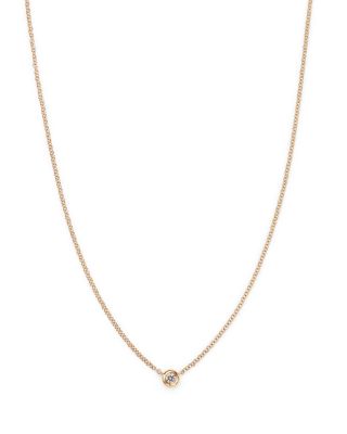 14K Yellow Gold Bezel-Set Diamond Pendant Necklace, 18" - Exclusive
