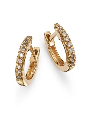 14K Yellow Gold Diamond Tiny Huggie Second Piercing Earrings - Exclusive