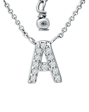 AQUA PAVE INITIAL PENDANT NECKLACE IN STERLING SILVER, 15-17 - 100% EXCLUSIVE,PZ13813-A-15JXE