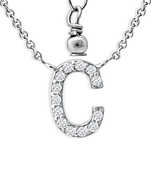 AQUA PAVE INITIAL PENDANT NECKLACE IN STERLING SILVER, 15-17 - 100% EXCLUSIVE,PZ13813-C-15JXE