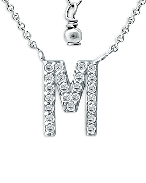 Aqua Pave Initial Pendant Necklace In Sterling Silver, 15-17 - 100% Exclusive In M