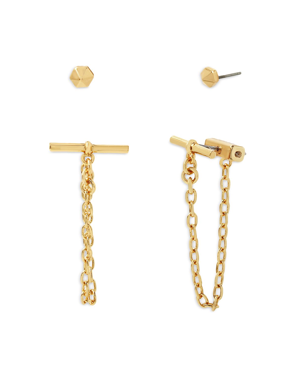 Allsaints Stud & Toggle Chain Front to Back Earrings