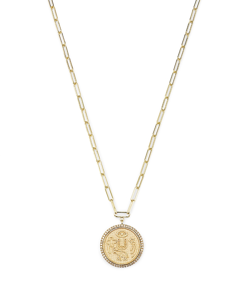 Meira T 14K Yellow Gold Diamond Coin Charm Necklace, 16