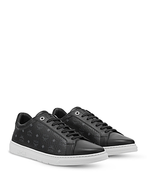 Mcm Monogram-print Low-top Sneakers In Black