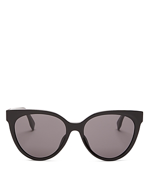 Fendi Women's Round Sunglasses, 56mm In Shiny Black  / Smoke