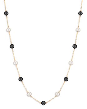 Bloomingdale's - Cultured Freshwater Pearl & Onyx Bead Chain Statement Necklace in 14K Yellow Gold, 18" - 100% Exclusive