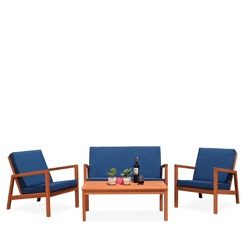 Safavieh Larence 4-piece Outdoor Living Set In Navy