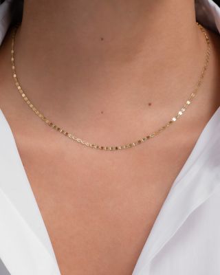 14K Yellow Gold Mirror Link Chain Necklace, 18"