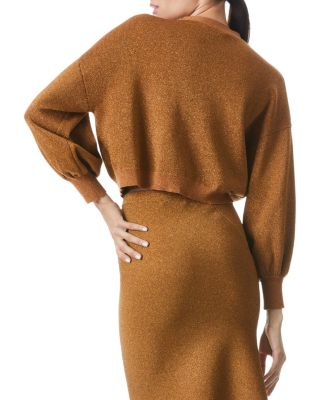 Alice and Olivia Zelina Metallic Deep V Neck Cropped
