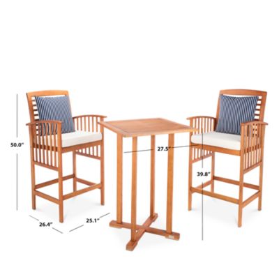 Pate 3 Piece Outdoor Bistro Set with Accent Pillows