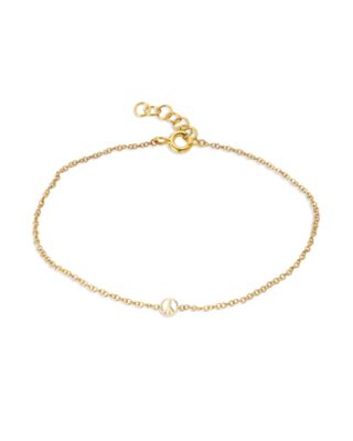 Zoe Lev - 14K Yellow Gold Tiny Peace Sign Chain Link Bracelet