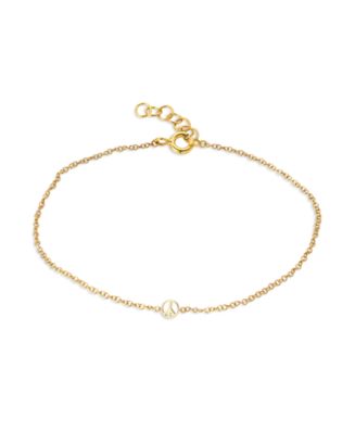 Zoe Lev 14K Yellow Gold Tiny Peace Sign Chain Link Bracelet ...