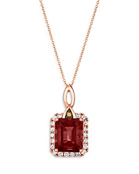 Bloomingdale's - Garnet, Champagne & Brown Diamond Halo Pendant Necklace in 14K Rose Gold, 20" - 100% Exclusive
