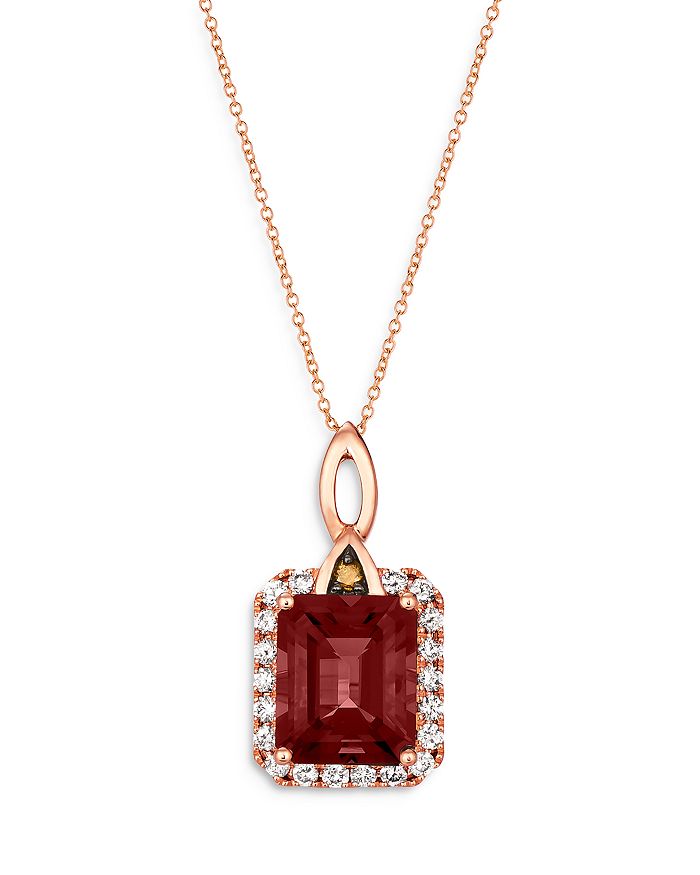Bloomingdale's Garnet, Champagne & Brown Diamond Halo Pendant Necklace ...