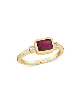 Bloomingdale's - Ruby Bezel & Diamond Ring in 14K Yellow Gold - 100% Exclusive