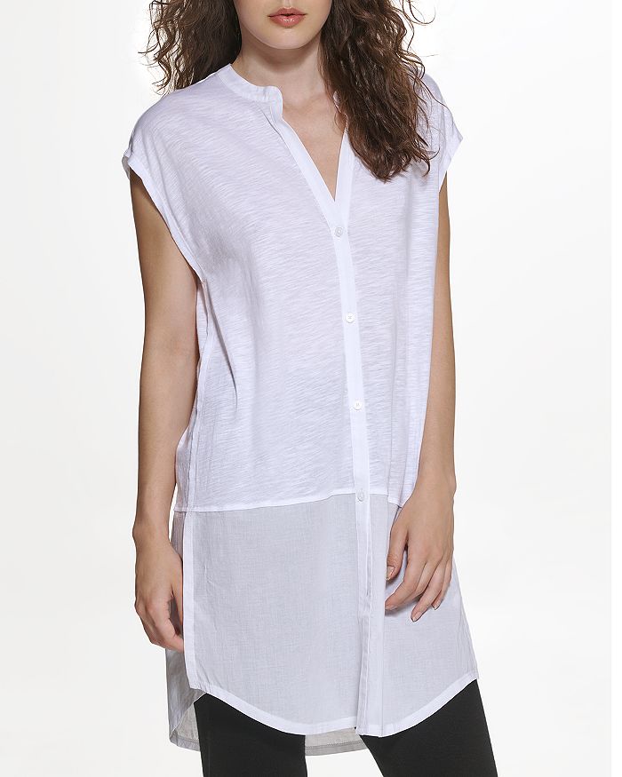 DKNY Mixed Media Tunic Shirt Bloomingdale's