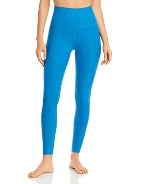 Shop Beyond Yoga High-waist Midi Space-dye Leggings In Gulf Stream