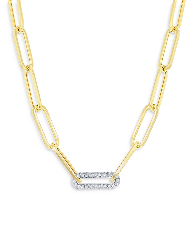 Bloomingdale's Fine Collection Diamond Paperclip Necklace in 14K White & Yellow Gold, 0.70 tcw