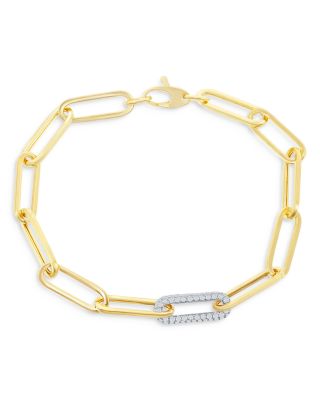 Bloomingdale's Fine Collection - Diamond Paperclip Bracelet in 14K White & Yellow Gold, 0.70 tcw
