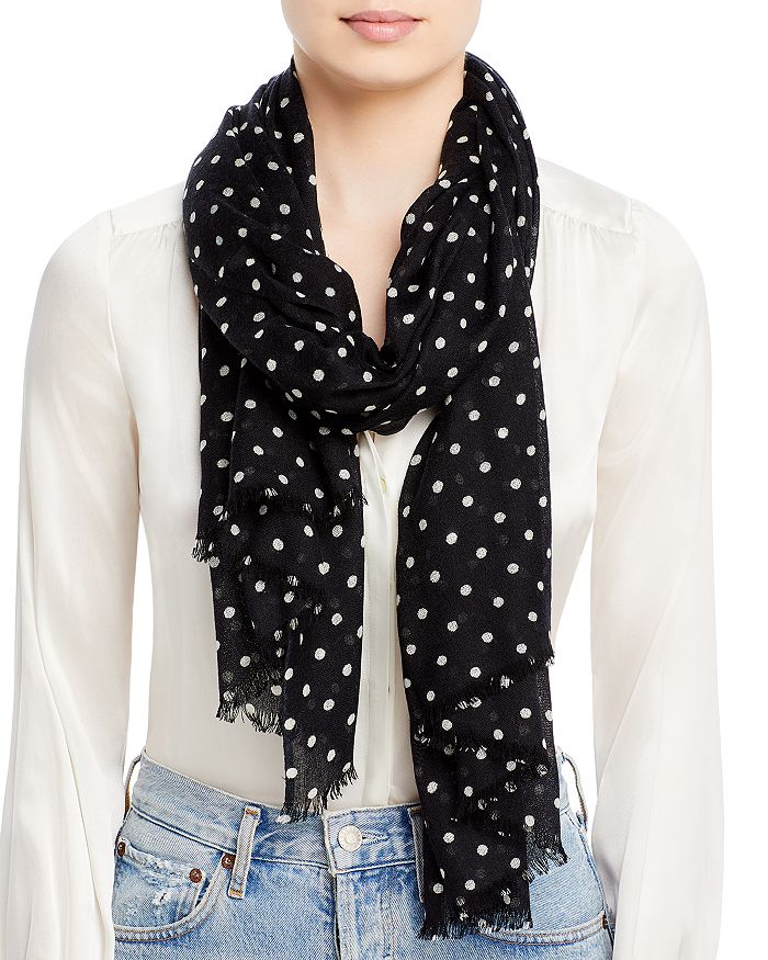 Bloomingdale s AQUA Wool Dot Scarf 100 Exclusive Bloomingdale s