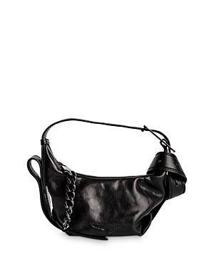 Shop Zadig & Voltaire Le Cecilia Small Smooth Leather Shoulder Bag In Noir