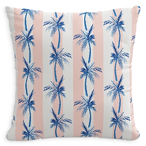 Shop Cloth & Company The Cabana Stripe Palms Outdoor Pillow In Blue, 20 X 20 In Coral