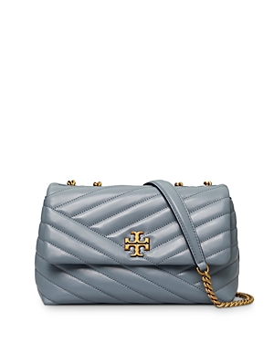 Tory Burch Kira Small Chevron Leather Shoulder Bag In Rainwater/gold