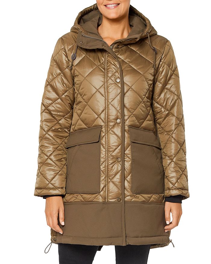Sanctuary Quilted Mixed Media Hooded Jacket Bloomingdale's