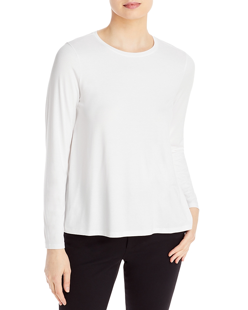 Eileen Fisher Long Sleeve Organic Cotton Top In White
