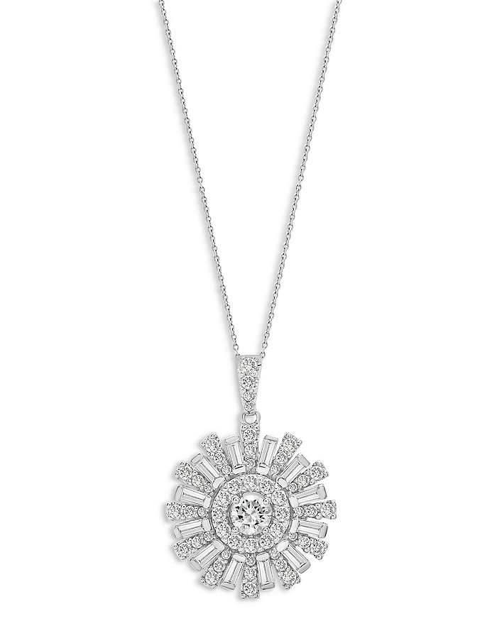 Bloomingdale's Round & Baguette Diamond Pendant Necklace in 14K White