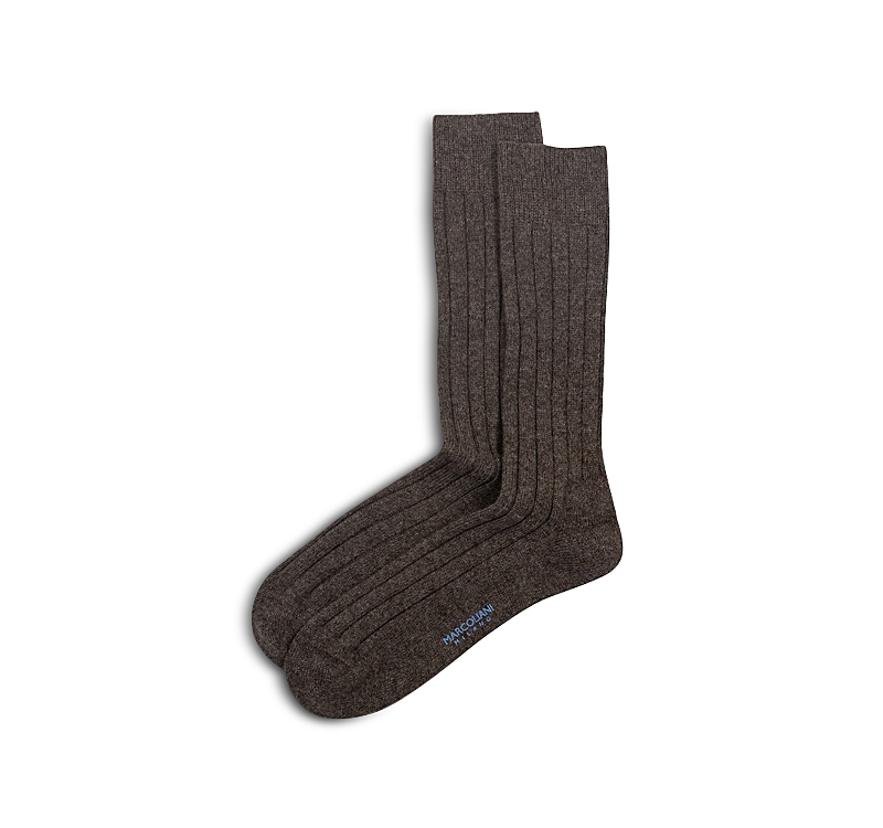 Marcoliani Ribbed Dress Socks In Coffee