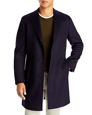 Hugo Boss Jared Wool & Cashmere Classic Fit Topcoat In Dark Blue