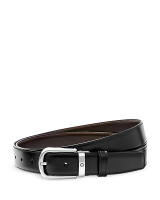 Montblanc - Men's Horseshoe Stainless Steel Reversible Leather Belt