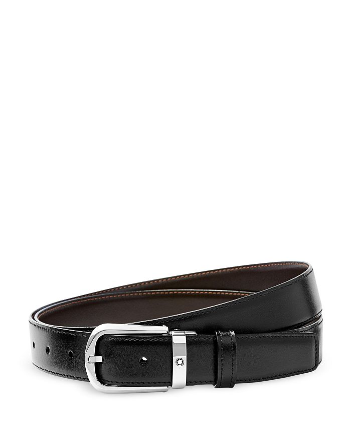 Montblanc Horseshoe Leather Buckle Belt Brown