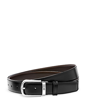 Montblanc Men's Horseshoe Stainless Steel Reversible Leather Belt In Black/brown