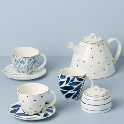 Blue Bay 4 Piece Teacup &amp; Saucer Set