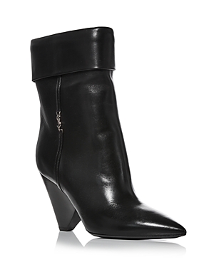 Saint Laurent Niki Leather Ankle Boots In Nero