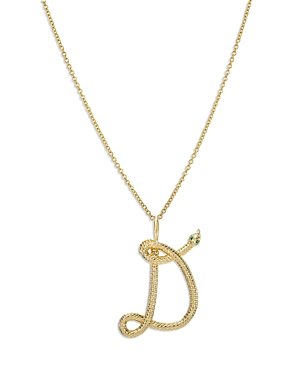 Zoe Lev 14k Yellow Gold Emerald & Diamond Accent Snake Initial Pendant Necklace, 16-18